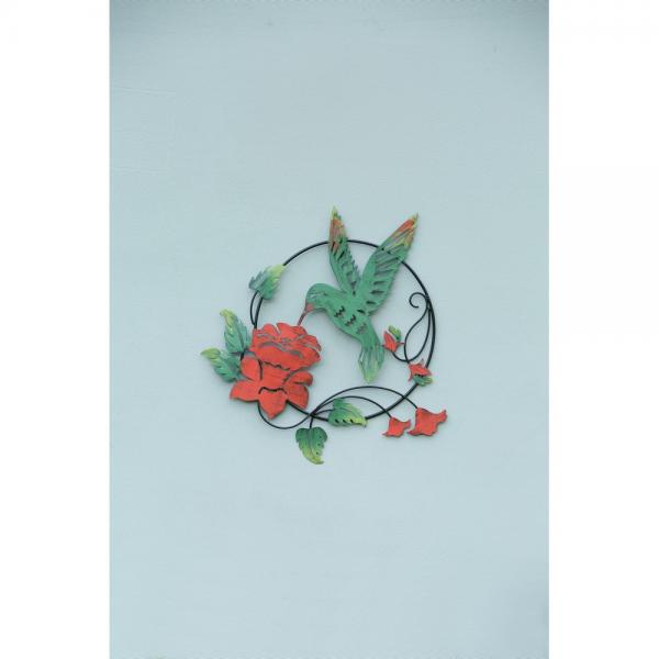 Hummingbird and Lily Multicolor Hanging 16" Wall Decor