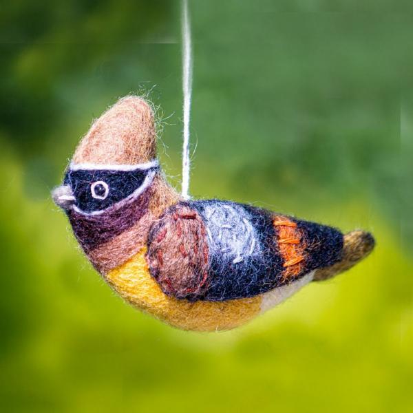 Cedar Waxwing Woolie Ornament