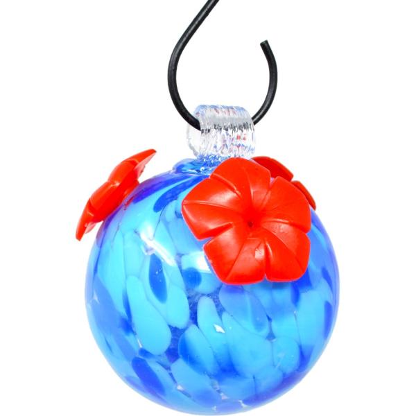Shades of Blue Glass Hummingbird Feeder