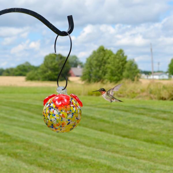 Multicolored Glass Hummingbird Feeder