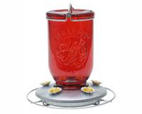 Red Mason Jar Hummingbird Feeder