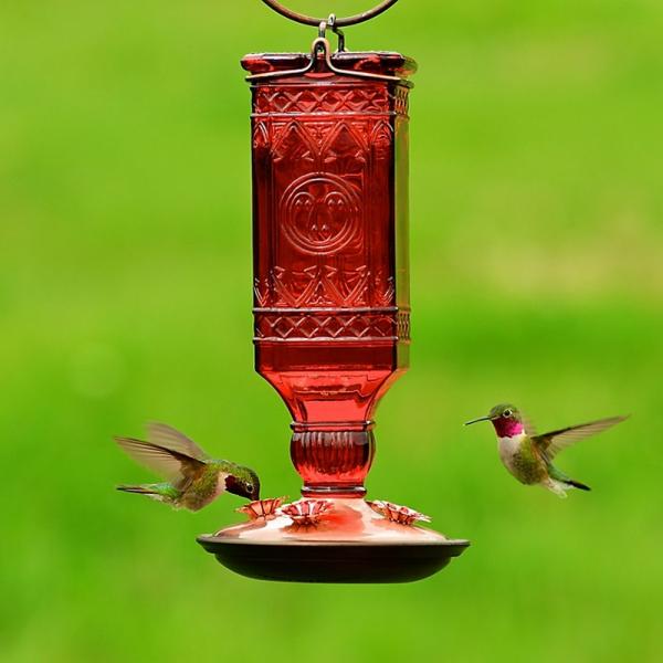 Red Square Antique Hummingbird Feeder