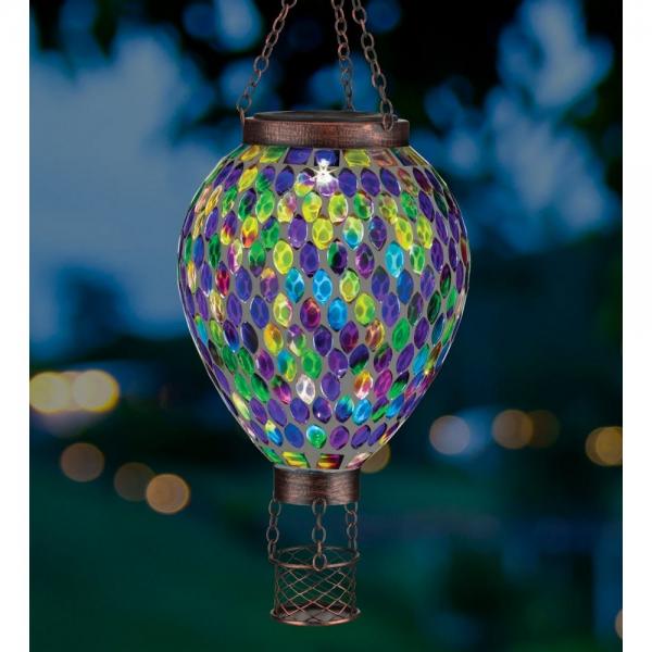 Mosaic Hot Air Balloon Solar Lantern Multi