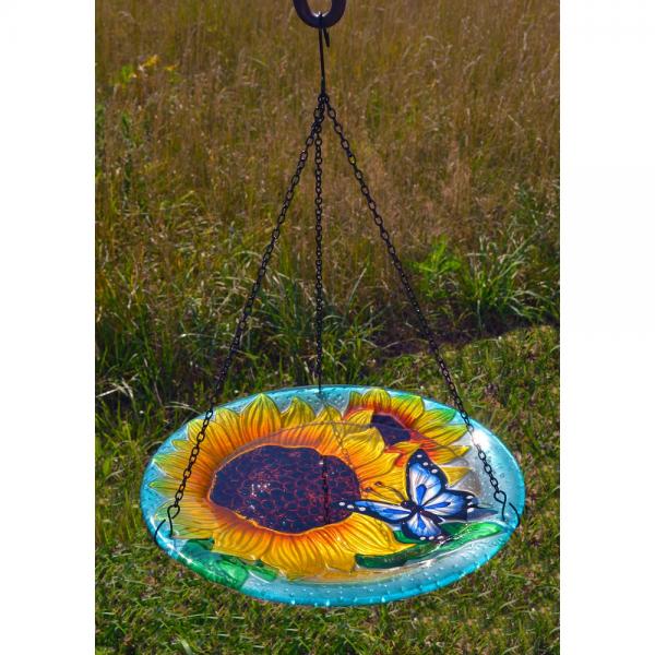 Blooming Sunflower Hanging Bird Bath