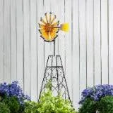 windmill plant trellis Petal & Plow Wind Spinner, Sunflower Trellis Windmill, 55"H