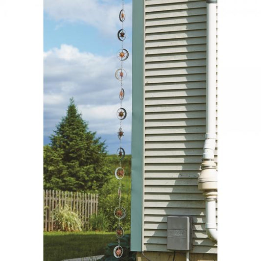 Sun & Moon Flamed Zinc Rain Chain