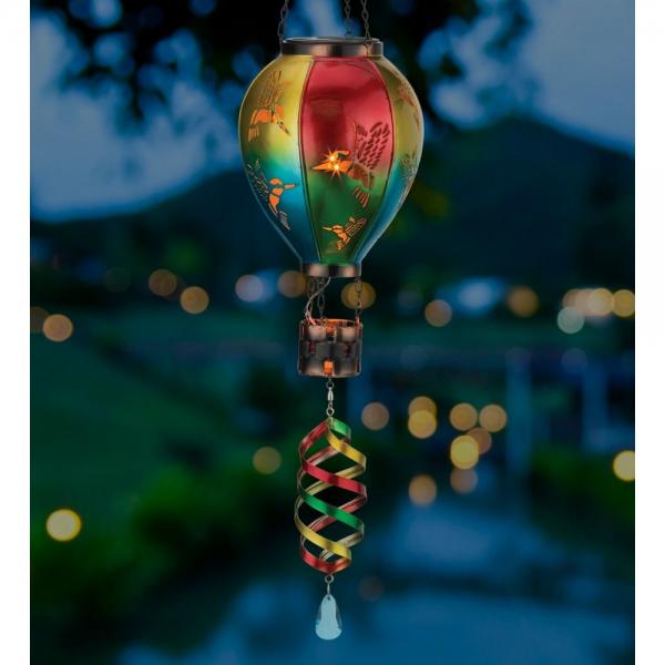 Hot Air Balloon Spinner Solar Lantern Hummingbird