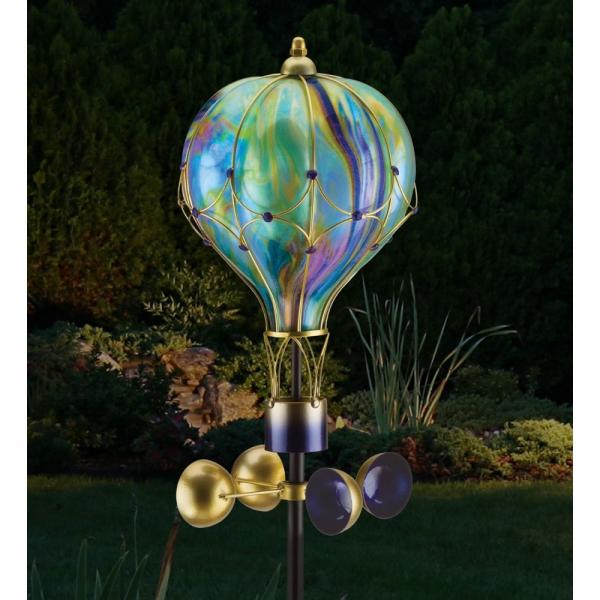 Balloon Spinner Solar Stake Green Swirl