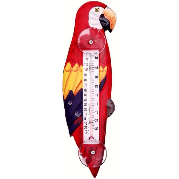 Red Parrot Small Window Thermometer